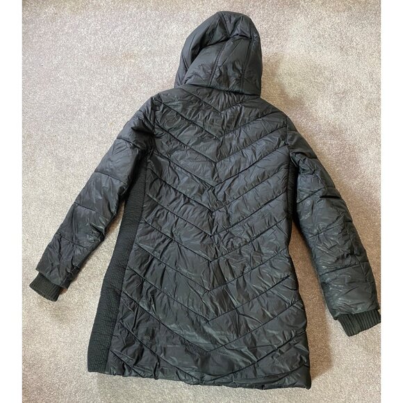 Abercrombie & Fitch Black Puffer Midi Coat Water Wind Resistant Large - Picture 2 of 15